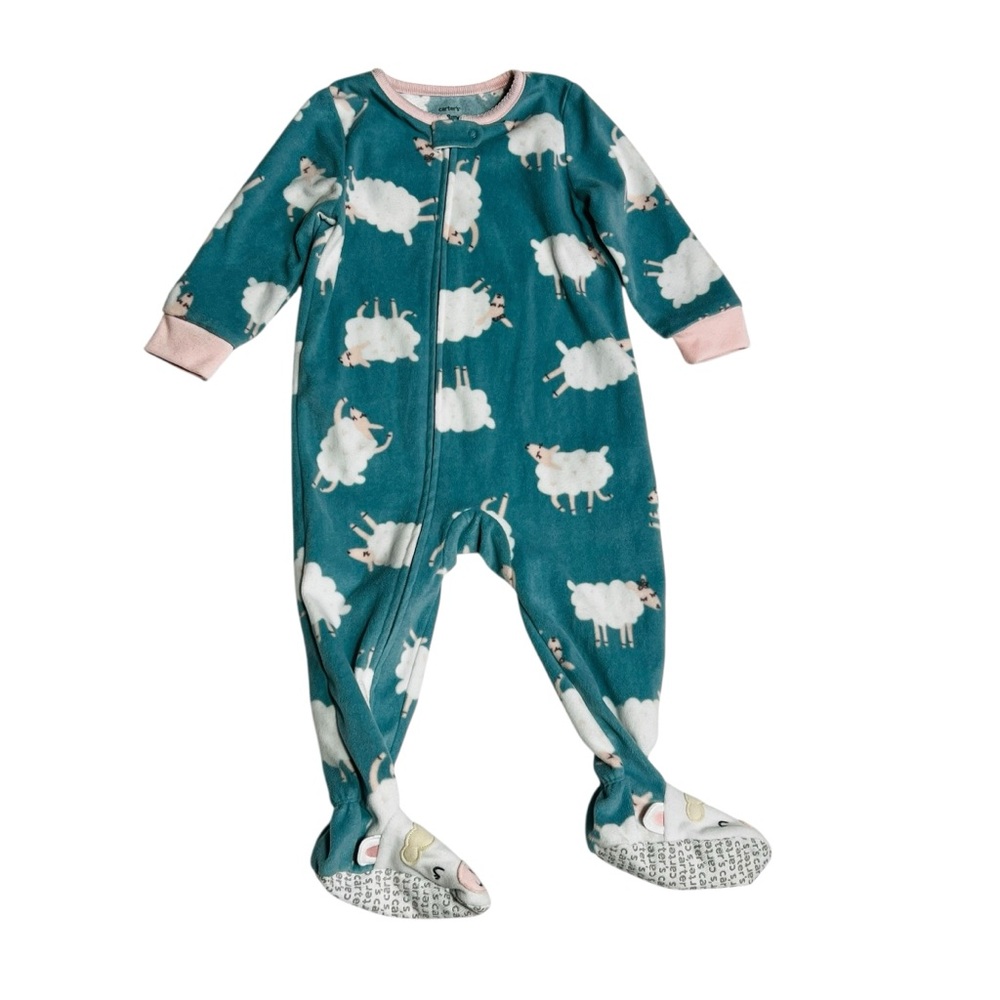 Carter's‎ Teal and Pink Sheep Print Footie